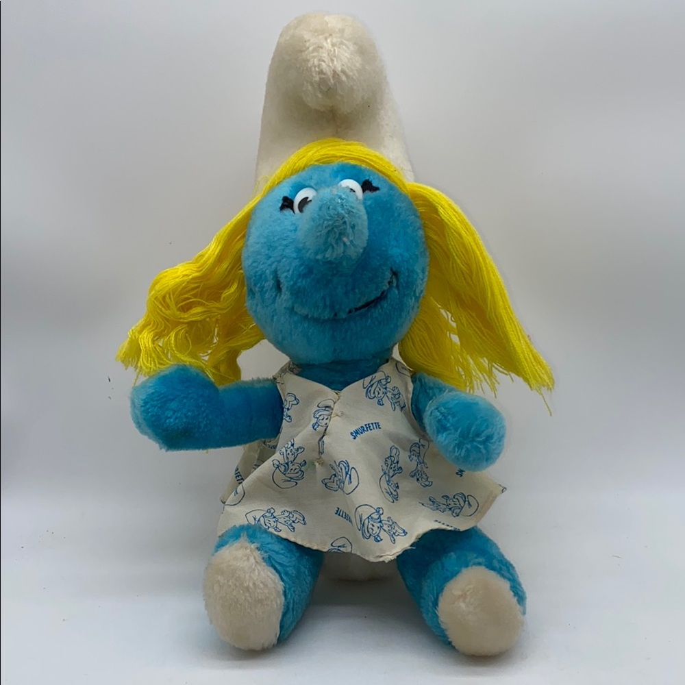 Vintage Smurf Plush Smurfette Stuffed Animal Toy 10”